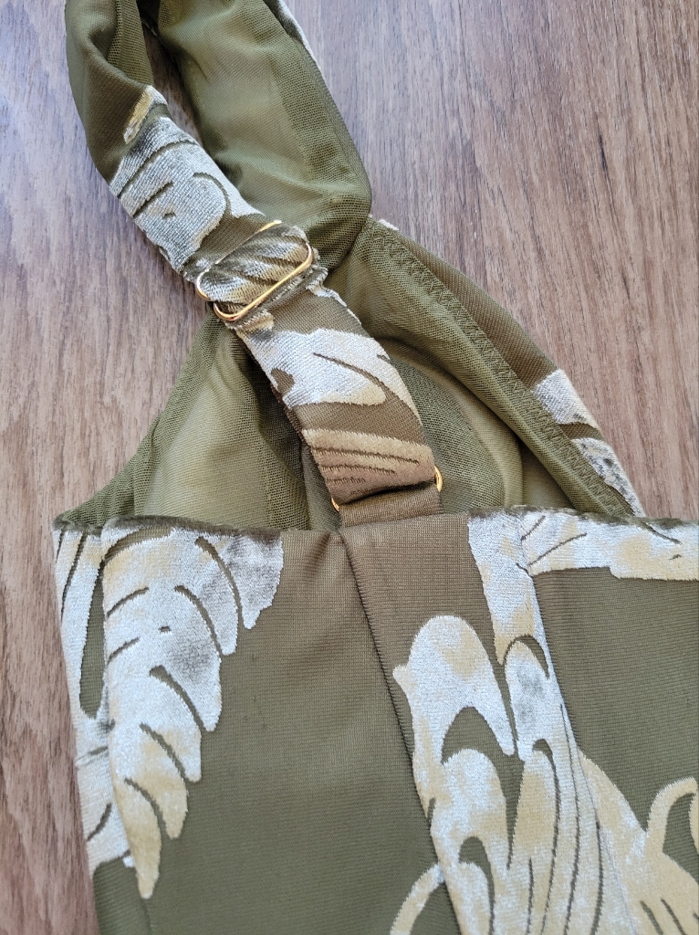 Oh Polly Cropped Bustier Top Olive Green Velvet Jacquard Corset Tank Top 2 - Picture 7 of 13